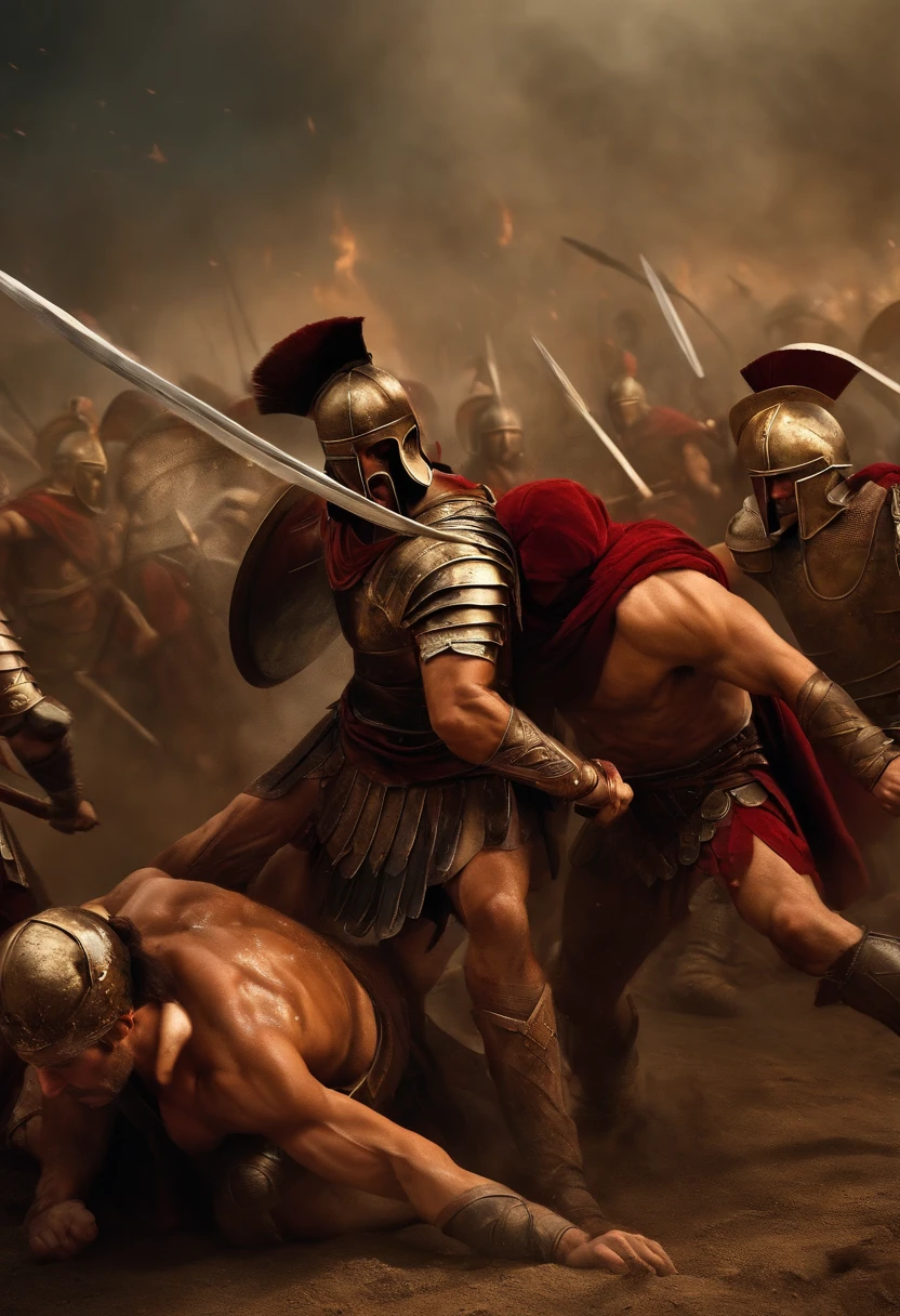 spartan fighting in a war killing other warriors