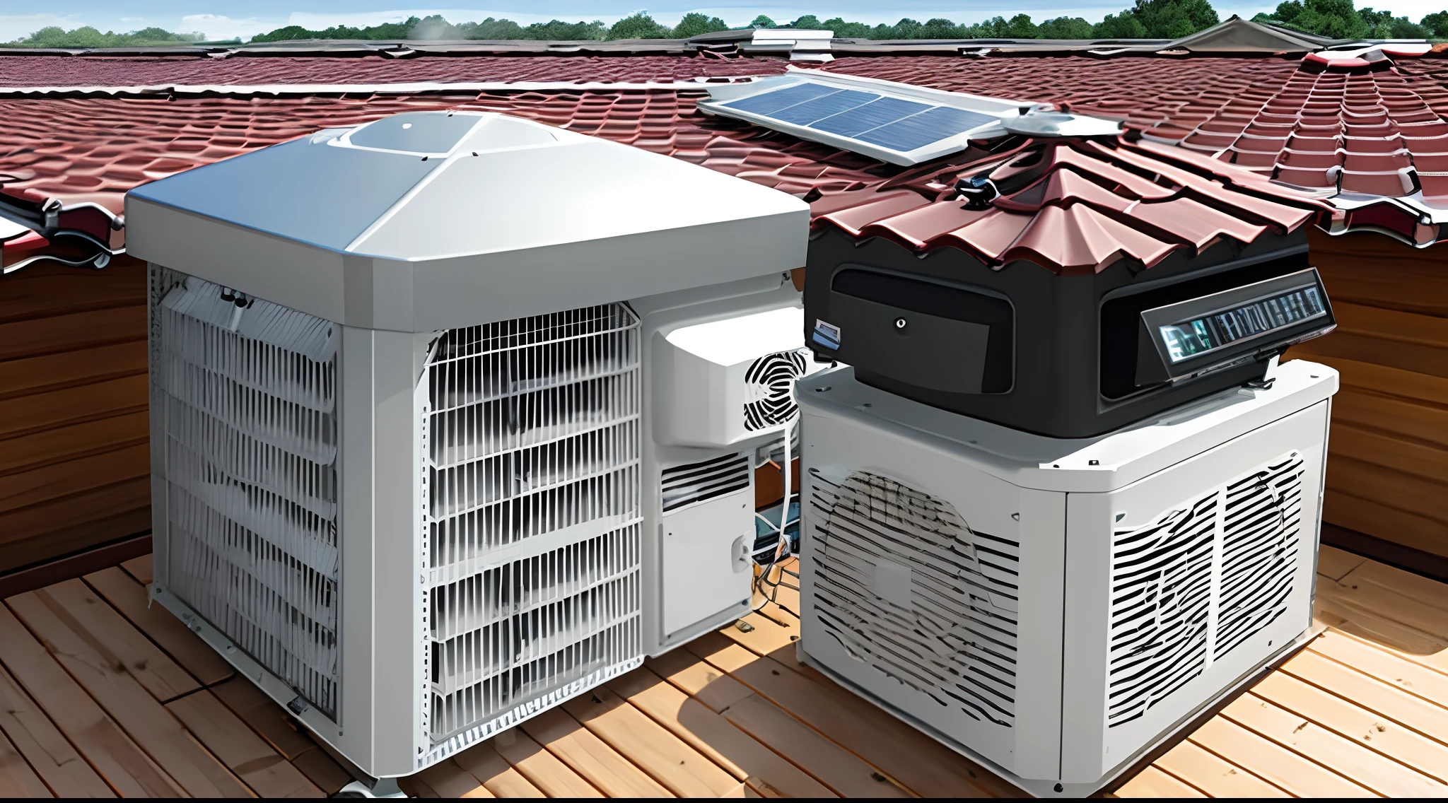 Roof type Hot and cold evaporated cooler system by solar panel