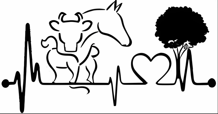 Un primer plano de un estetoscopio (Lifeline) with a horse and a tree, Logo of a field clinic for cats, vaca, perro animales, Veterinary medical diagram, foto de familia de animales, Subido, Foto de alta calidad, una imagen, Imagen de alta calidad, Foto de grupo, Pieza conceptual, hermoso, por Federico Zuccari, by Edo Murtić, Carga de alta calidad, graphic", brown