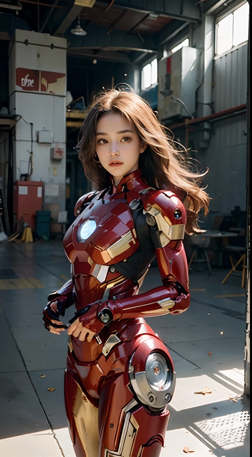 (1girl:1.3), solo,__body-parts__, official art, unity 8k wallpaper, ultra detailed, beautiful and aesthetic, beautiful, masterpiece, best quality, RAW, masterpiece, super fine photo,, best quality, super high Resolution, photorealistic, sunlight, full body portrait, stunningly beautiful,, dynamic pose, delicate face, vibrant eyes, (side view), she is wearing a futuristic Iron Man mech, red and gold, Highly detailed abandoned warehouse background, detailed face, detailed complex busy background, messy, gorgeous, milky, high detailed skin, realistic skin details, visible pores, sharp focus, volumetric fog, 8k uhd, dslr camera, High quality, film grain, fair skin, photorealism, lomography, sprawling metropolis in a futuristic dystopia, view from below, translucent