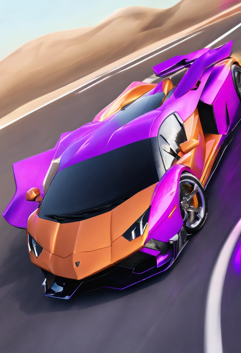 (highres,realistic,sharp focus),(purple,purple-colored:0.9) Lamborghini, sports car, luxury car, sleek design, stylish, fast, powerful engine, shiny paint, glossy finish, aerodynamic, headlights, taillights, (reflecting,shine,reflective:1.1) surfaces, (chrome,metallic) details, (aggressive,intimidating) front grille, (low,ground-hugging) profile, (streamlined,flowing) curves, (speed,velocity), (high-performance,racing) tires, (spinning,rotating) wheels, (roaring,vibrant) engine sound, (expensive,high-end) vehicle, (impressive,outstanding) craftsmanship, (incredible,eye-catching) presence, (show-stopping,head-turning) appearance, (exquisite,fine) attention to detail, (luxurious,opulent) interior, (comfortable,plush) seating, (modern,futuristic) dashboard, (advanced,innovative) technology, (advanced,precise) handling, (exhilarating,thrilling) driving experience.