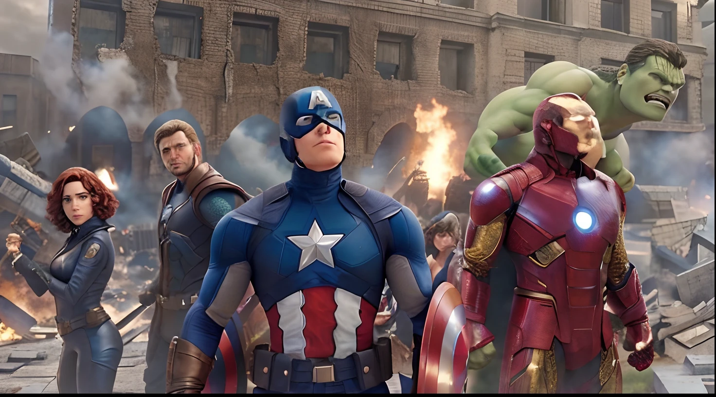 Avengers stand in front of a destroyed building with a bunch of other Avengers, Filme ainda de Os Vingadores, Ainda de Os Vingadores, Dos Vingadores (2012), filme dos vingadores, Filme da Marvel ainda, Ainda do filme da Marvel, No filme dos Vingadores, Vingadores, Os Vingadores, epic scene from marvel movie, Imagens de filmes da Marvel, de vingadores, Filme da Marvel