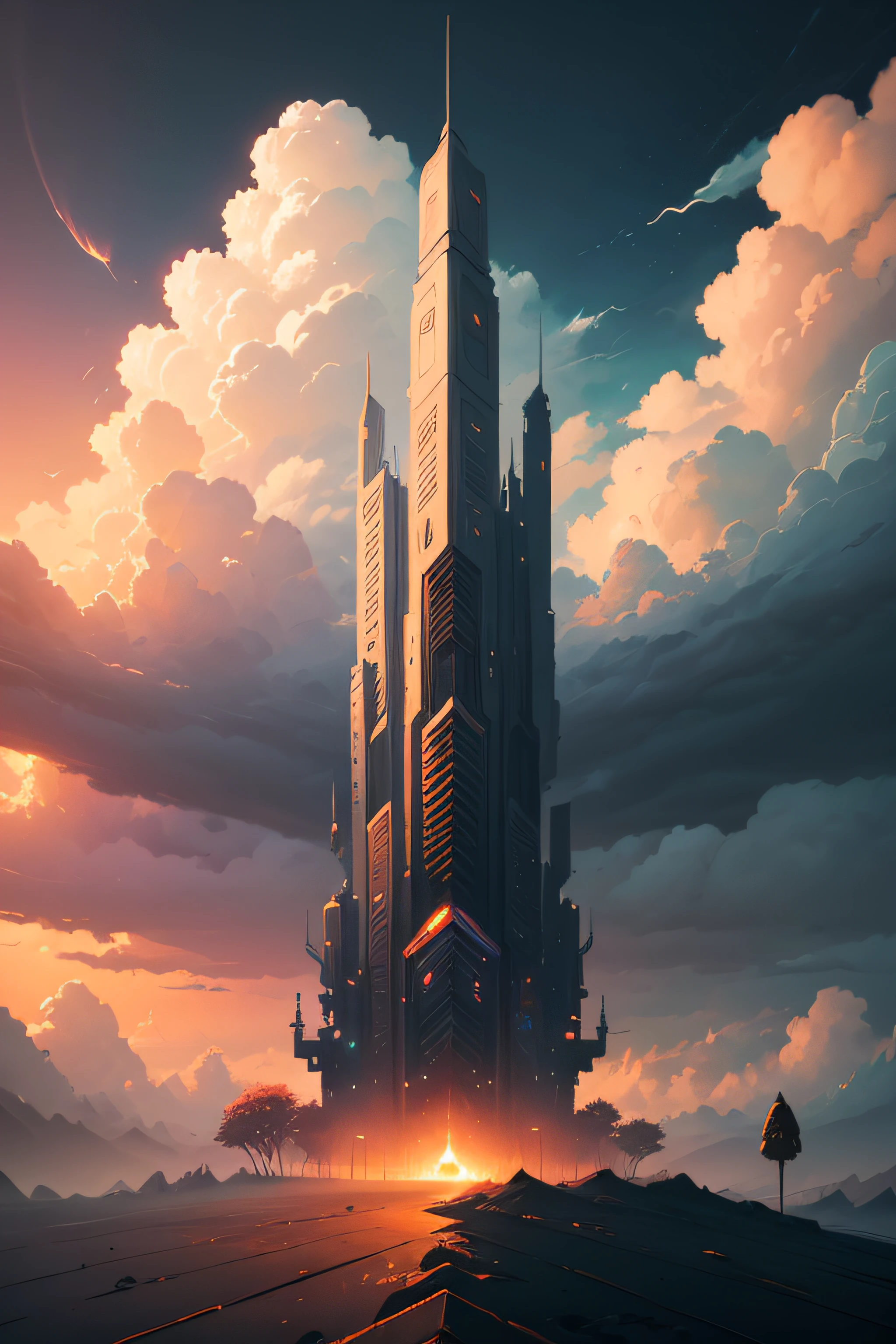 LANDSCAPE OF A SKY WITH DARK CLOUDS, inspirado em Cyril Rolando, ao estilo de Cyril Rolando, Beeple e James Jean, Anton Fadeev e Dan Mumford, Dan Mumford Tom Bagshaw, Artgem e Beeple Masterpiece