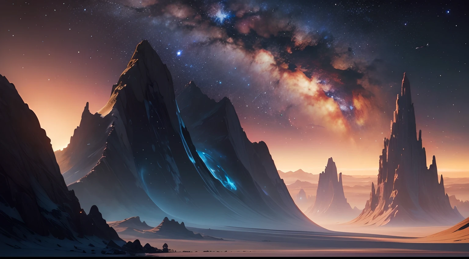 ((best quality)), ((masterpiece)), (detailed), The astronaut，space ship，The Milky Way is in the sky，universe background，There are planets in the distance，On the surface of a planet full of magma