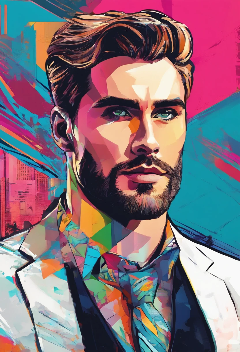 highquality,ultradetailed,(realistic,photorealistic:1.37),handsome man,masculine,sharp jawline,deepset eyes,piercing gaze,trimmed beard,elegant suit,confident posture,straight posture,well-groomed hair,stylish,city background,intense expression,dapper,attractive,professional lighting,vivid colors,sophisticated style,evening scene,soft lighting,refined,gentleman,classic style,crisp details,subtle shadows,fashionable,modern,striking appearance,trendy,sleek,urbansetting