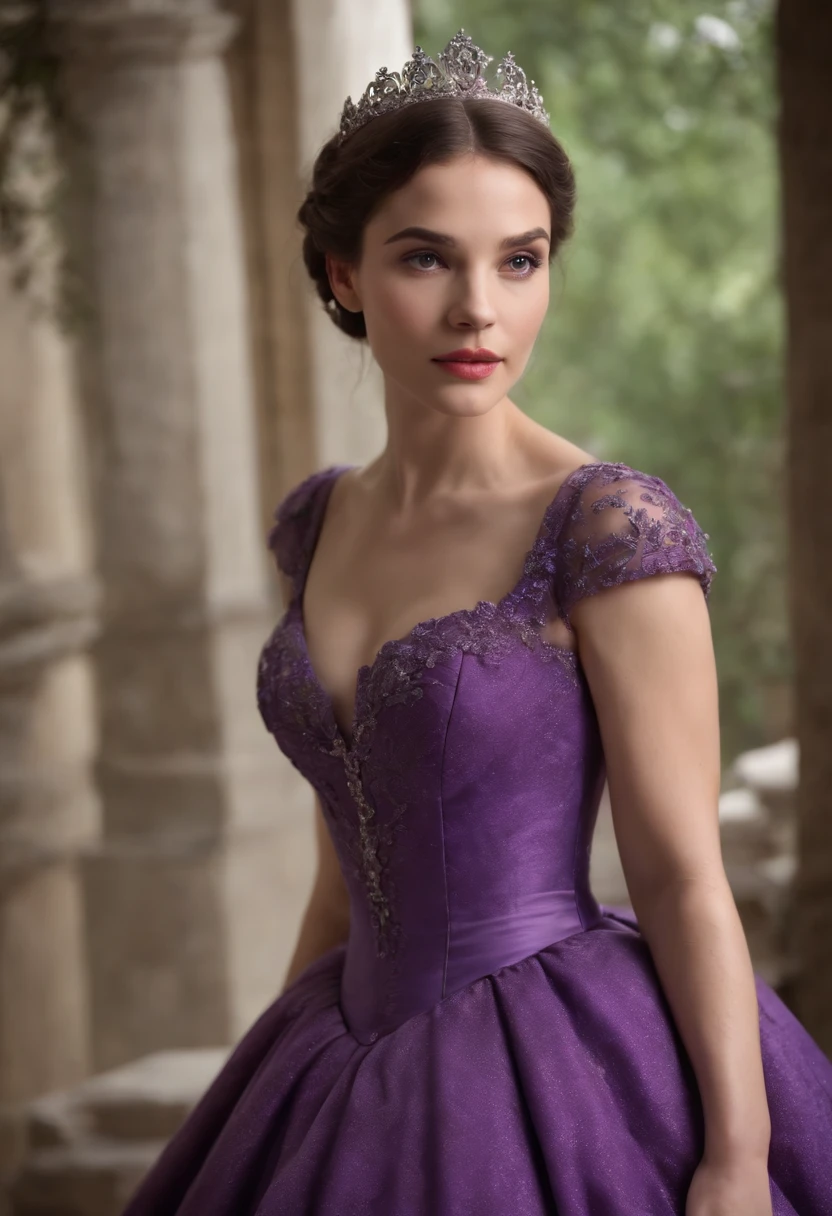 Cinderela com vestido roxo bem cheio