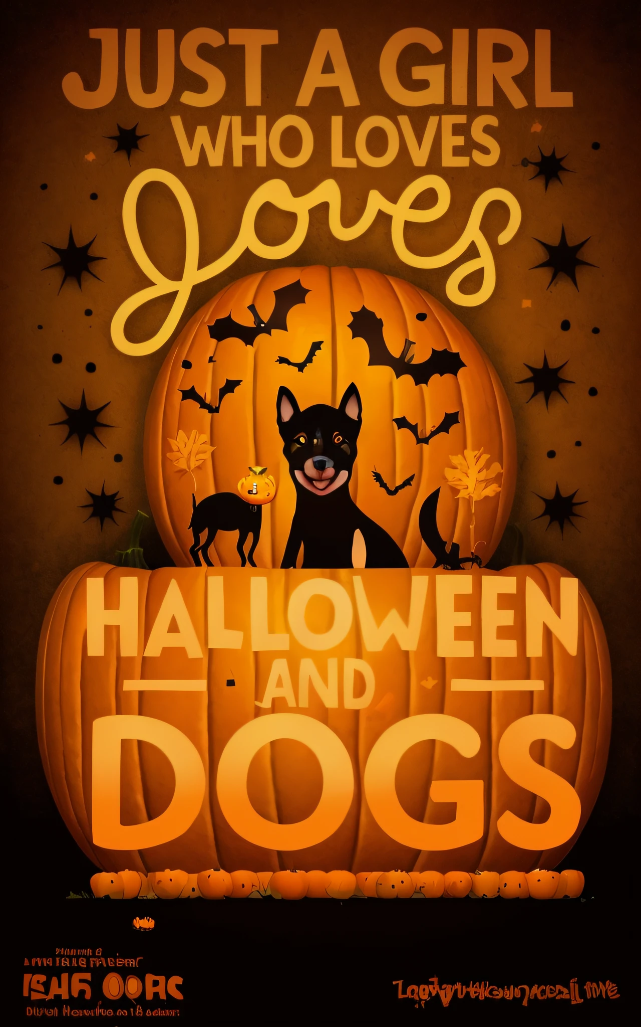 a poster with a dog and a pumpkin on it, in a halloween style, 🤬 🤮 💕 🎀, halloween, dogs, loverslab, halloween theme, 🍂 cute, ❤🔥🍄🌪, halloween art style, illustration!, with dogs, official artwork, halloween wallpaper with ghosts, edited, dokev, spooky, halloween atmosphere, fangs and drool