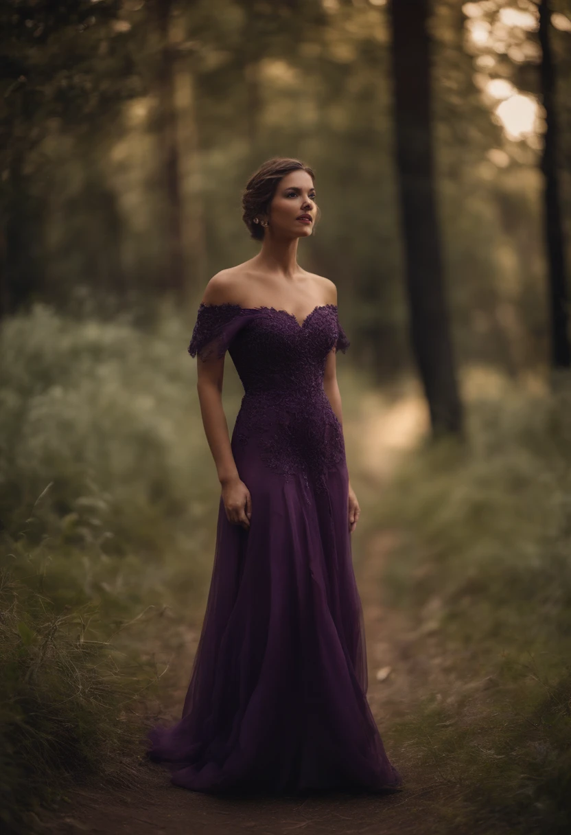 Cinderela de corpo todo com vestido roxo bem cheio