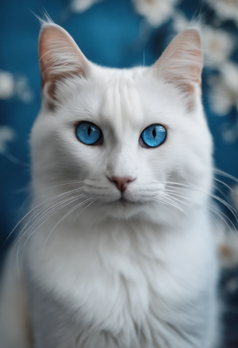 Gato branco com olhos azuis, wallpaper