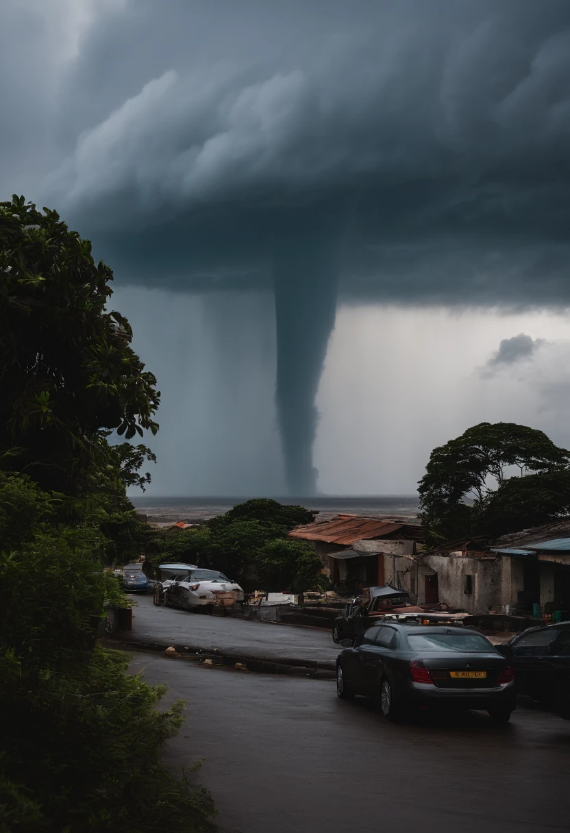 Waterspout，Maremotos，tornado，bao phan，mar de swell，armagedom，Onda Grande，Ruin，interromper，，Lagos，high water level，sem fundo，The run-down city creates a cinematic cityscape