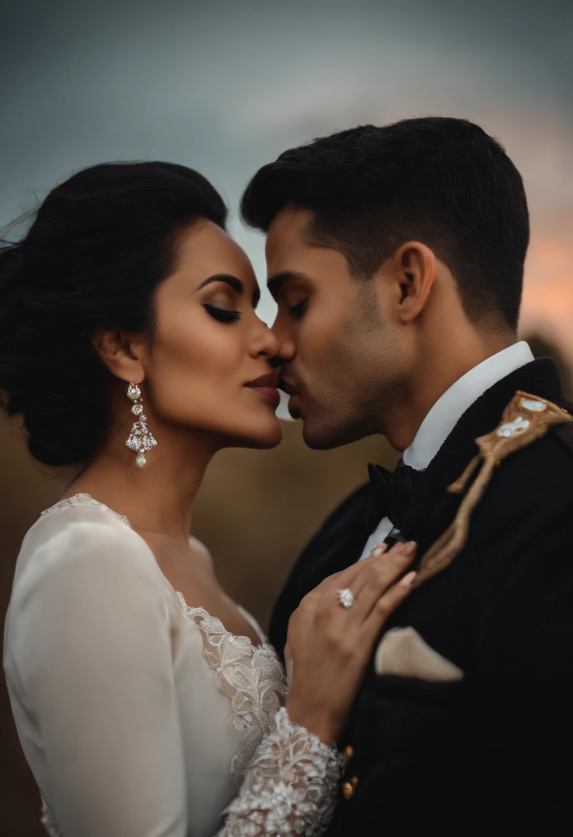 A couple kissing portrait