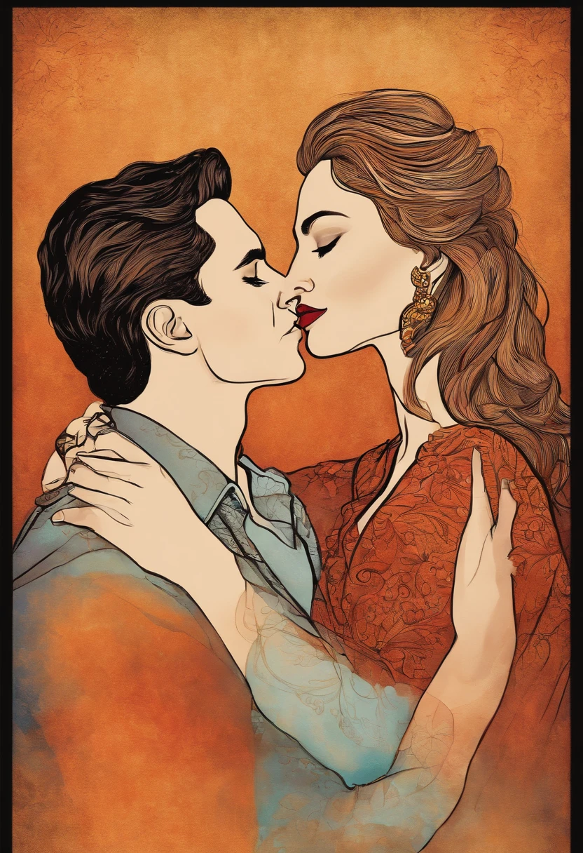 A couple kissing portrait