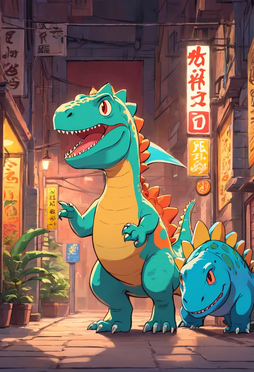 Cute cartoon dinosaurs， Keith Haring-style graffiti，bold lines and solid colors，Watercolor texture style，Popmart blind box，claymaterial，Bright background，Award-Awarded，LED，arte 3D，depth of fields，pixar trend，hyper realisitc，octaneratingrendering，Ray traching，Complicated details，animation lighting