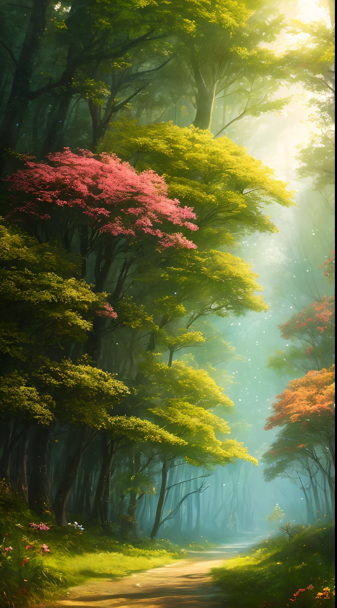 masterpiece, best quality, high quality,extremely detailed CG unity 8k wallpaper, An enchanting and dreamy scene of a fantasy forest, with towering trees, glowing mushrooms, and hidden fairy glens, creating a sense of mystique and enchantment, artstation, digital illustration, intricate, trending, pastel colors, oil paiting, award winning photography, Bokeh, Depth of Field, HDR, bloom, Chromatic Aberration ,Photorealistic,extremely detailed, trending on artstation, trending on CGsociety, Intricate, High Detail, dramatic, art by midjourney