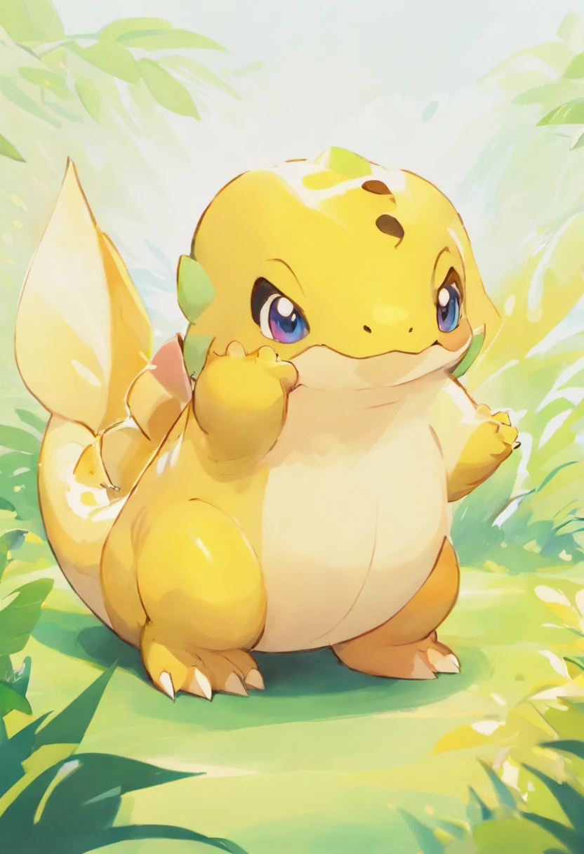 Cute cartoon dinosaurs,Watercolor texture style,Popmart blind box,claymaterial,Bright background,arte 3D,depth of fields,pixar trend,hyper realisitc,Ray traching,Complicated details,animation lighting