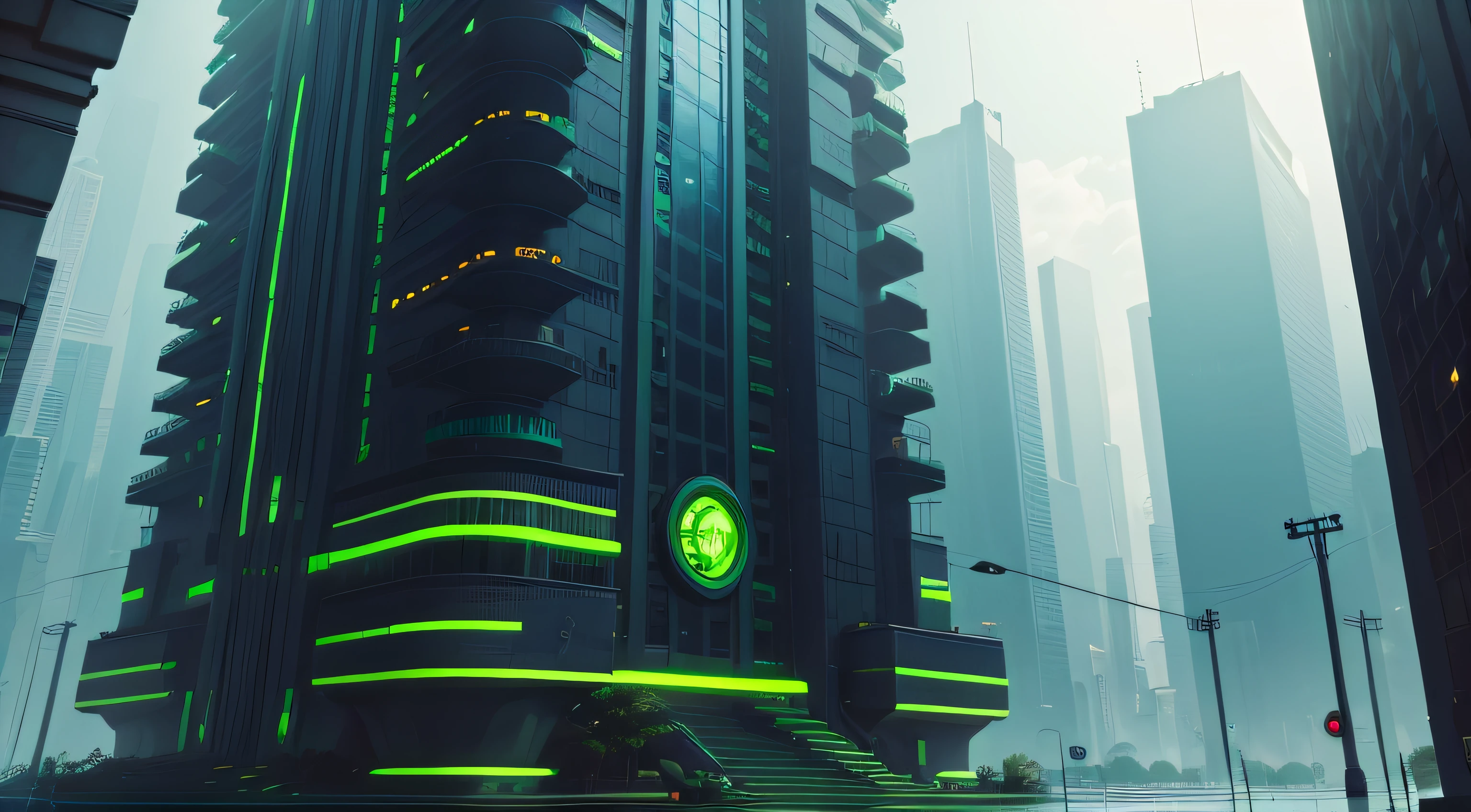 cyberpunk city green leed