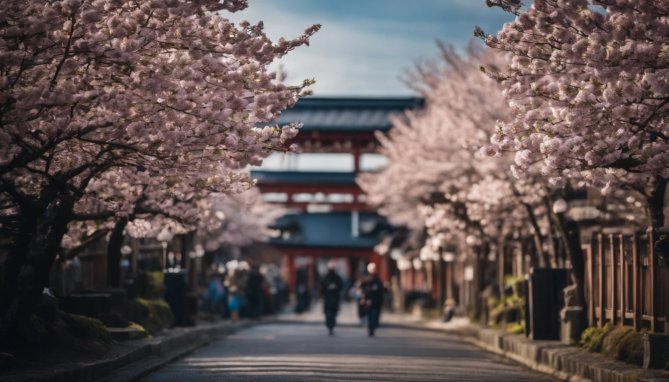 Spring in Japan,cherry blossom in full bloom,Refreshing breeze,wanting,Start a good day,Kaigan Street