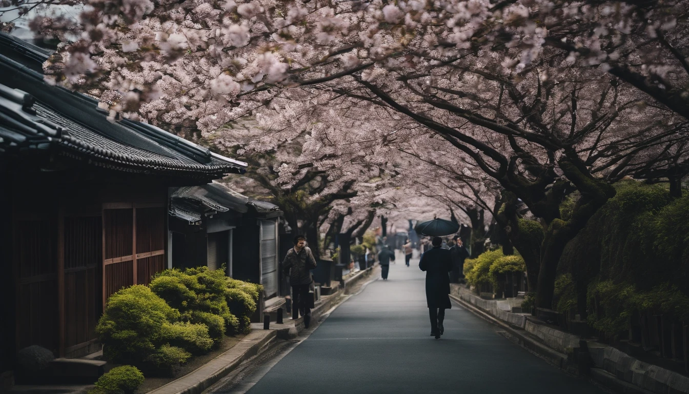 Spring in Japan,cherry blossom in full bloom,Refreshing breeze,wanting,Start a good day,Kaigan Street