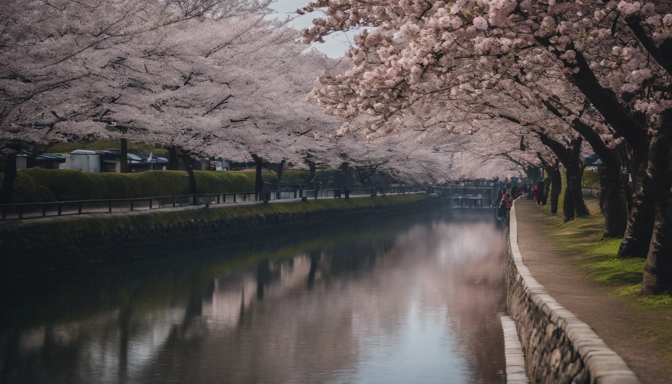 Spring in Japan,cherry blossom in full bloom,Refreshing breeze,wanting,Start a good day,Kaigan Street