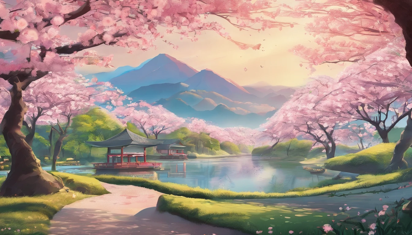 Spring in Japan,cherry blossom in full bloom,Refreshing breeze,wanting,Start a good day,Kaigan Street