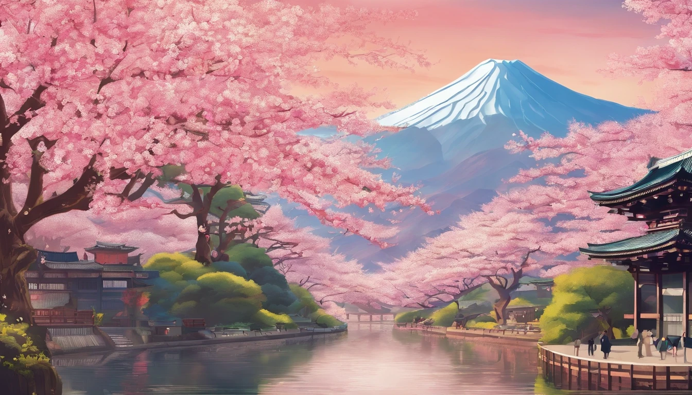 Spring in Japan,cherry blossom in full bloom,Refreshing breeze,wanting,Start a good day,Kaigan Street