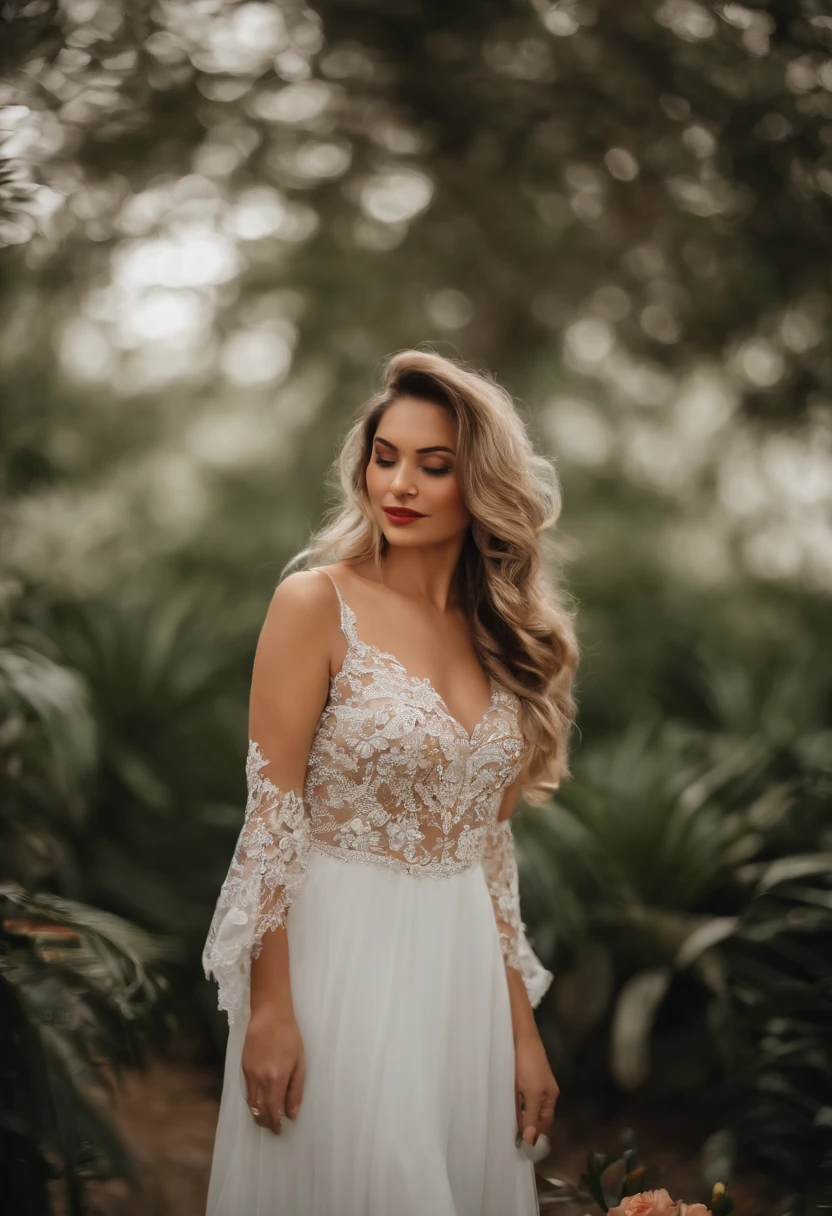 (best quality,Altas:1.2,Realistic,ultra-detalhado),casal, olhar apaixonado, homem em um terno, Mulher em um vestido branco, circunstanciado.