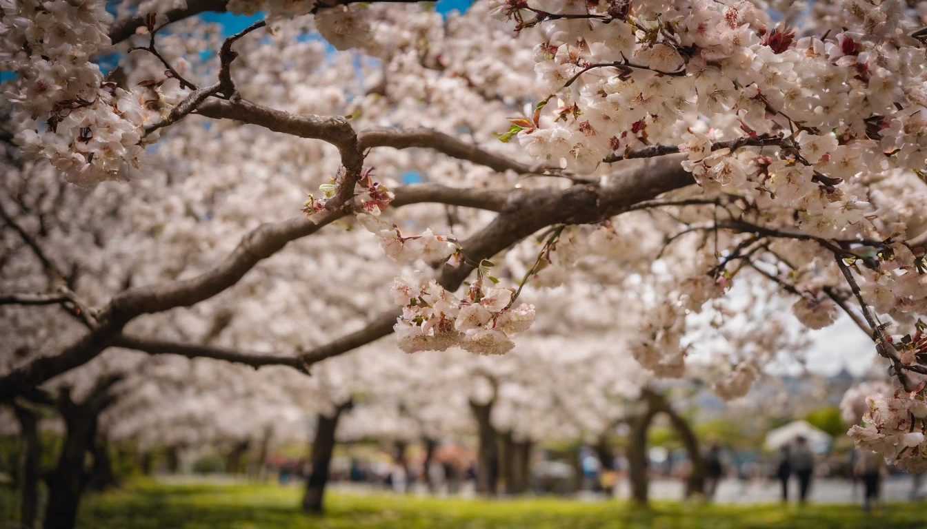Spring in Japan,cherry blossom in full bloom,Refreshing breeze,wanting,Start a good day,Kaigan Street