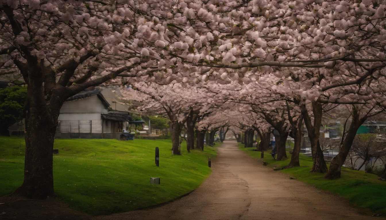 Spring in Japan,cherry blossom in full bloom,Refreshing breeze,wanting,Start a good day,Kaigan Street