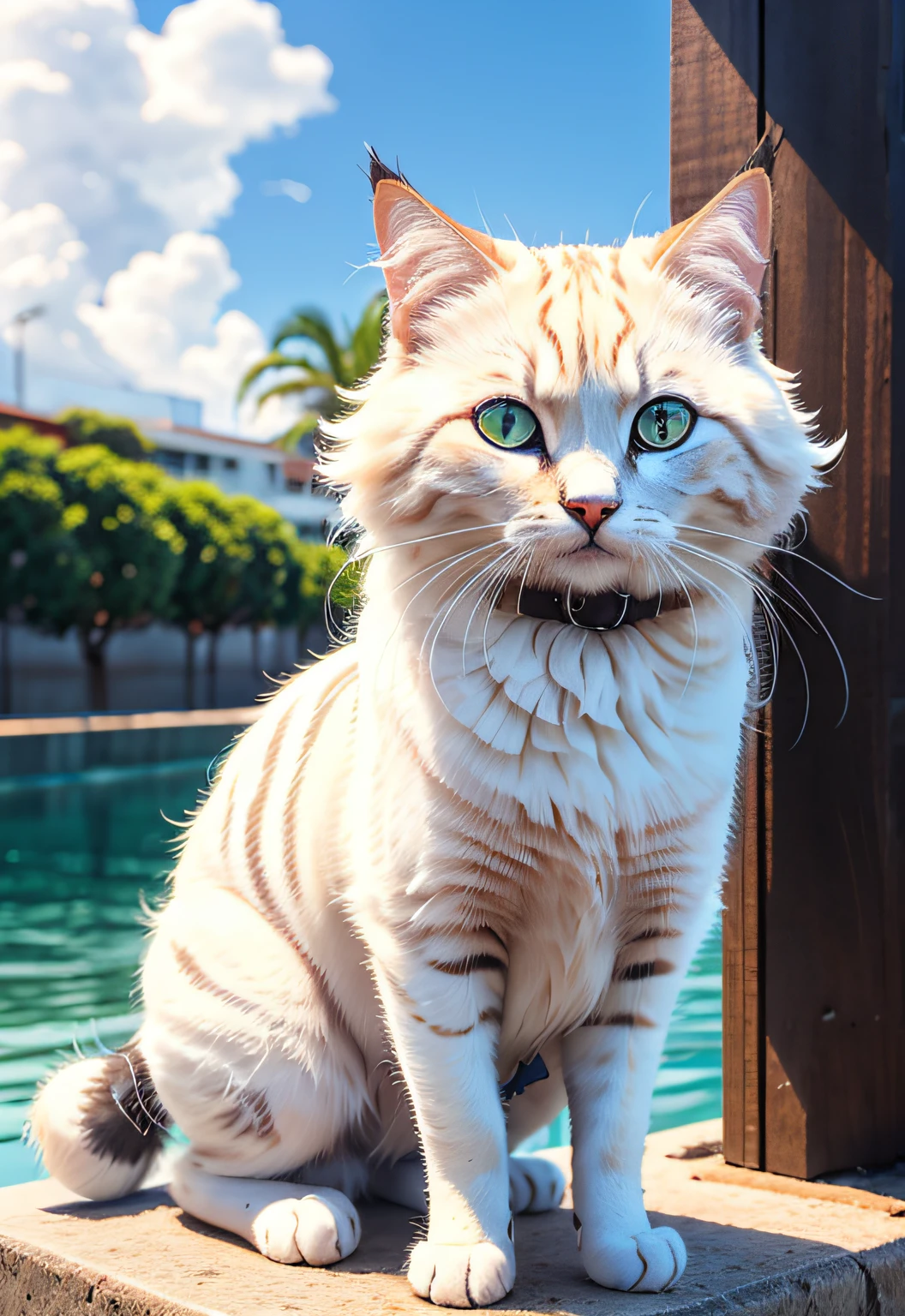 Imagem de gata com pelagem branca e olhos azuis