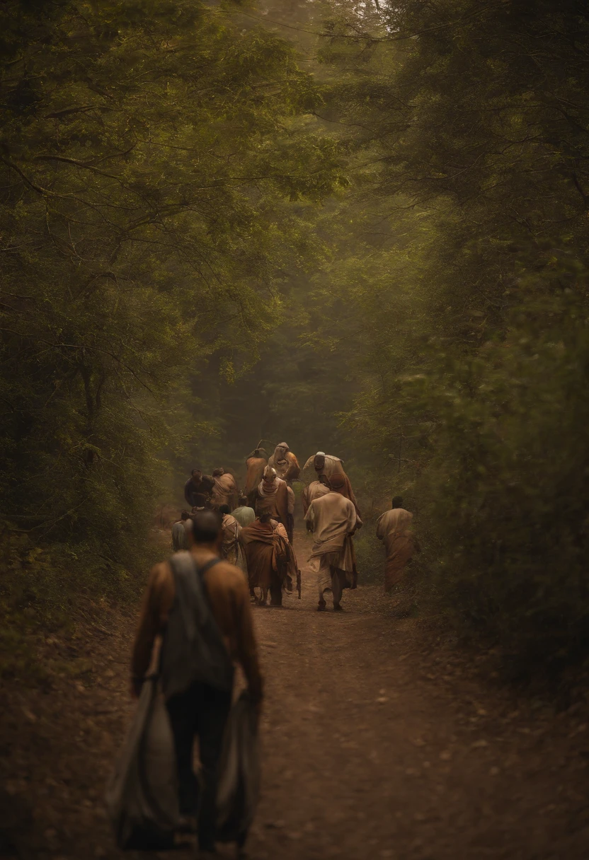 quatro homens , caminhando em uma fornalha ardente, tempos biblicos
