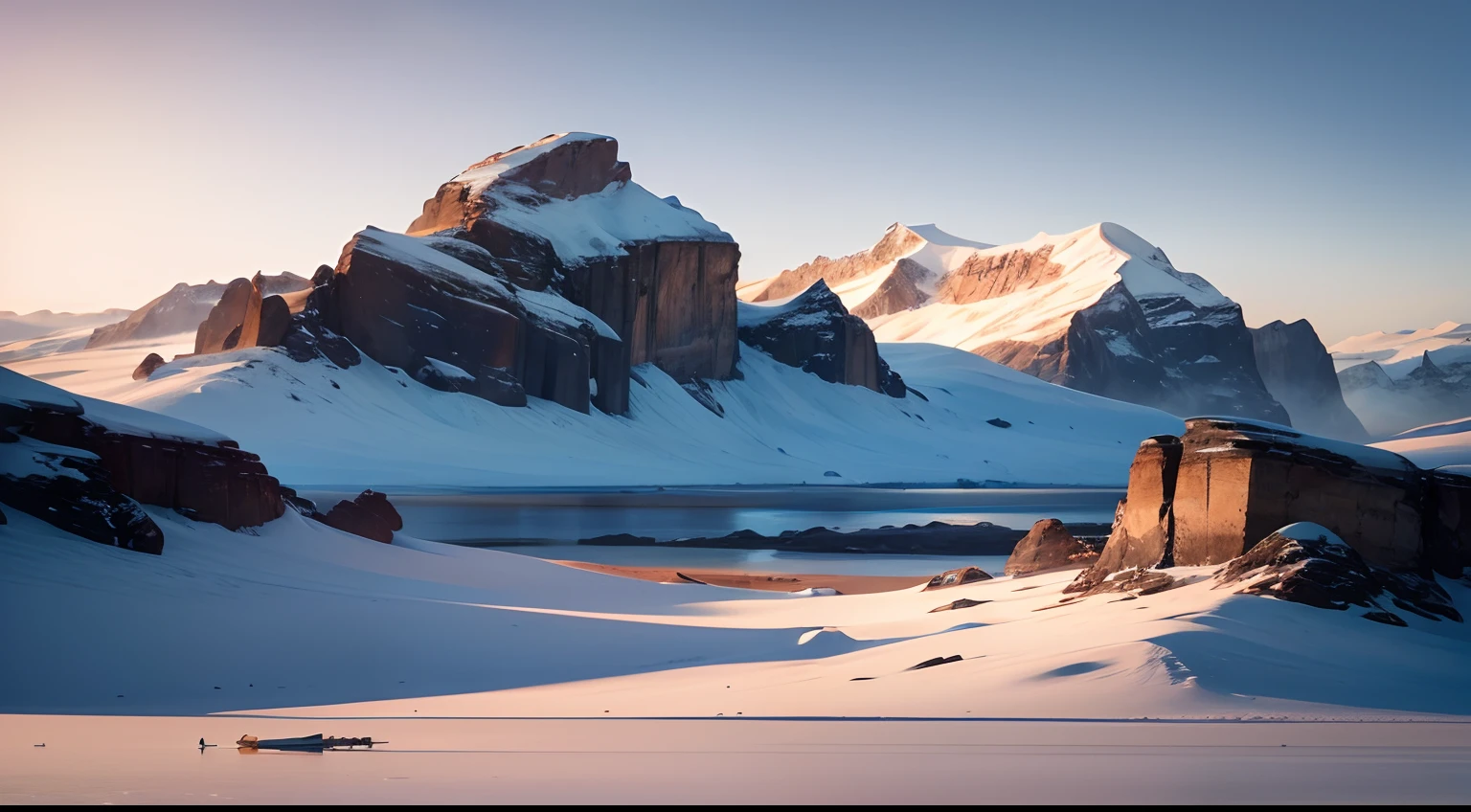 se muestra un paisaje de la antartida, hermoso muy detallado, hyper realist, cinematographic, vista panoramica