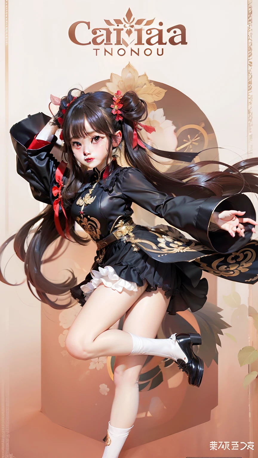 1girl, hu tao, realistic, ultra detail, hu tao dress and accesoris, twintail