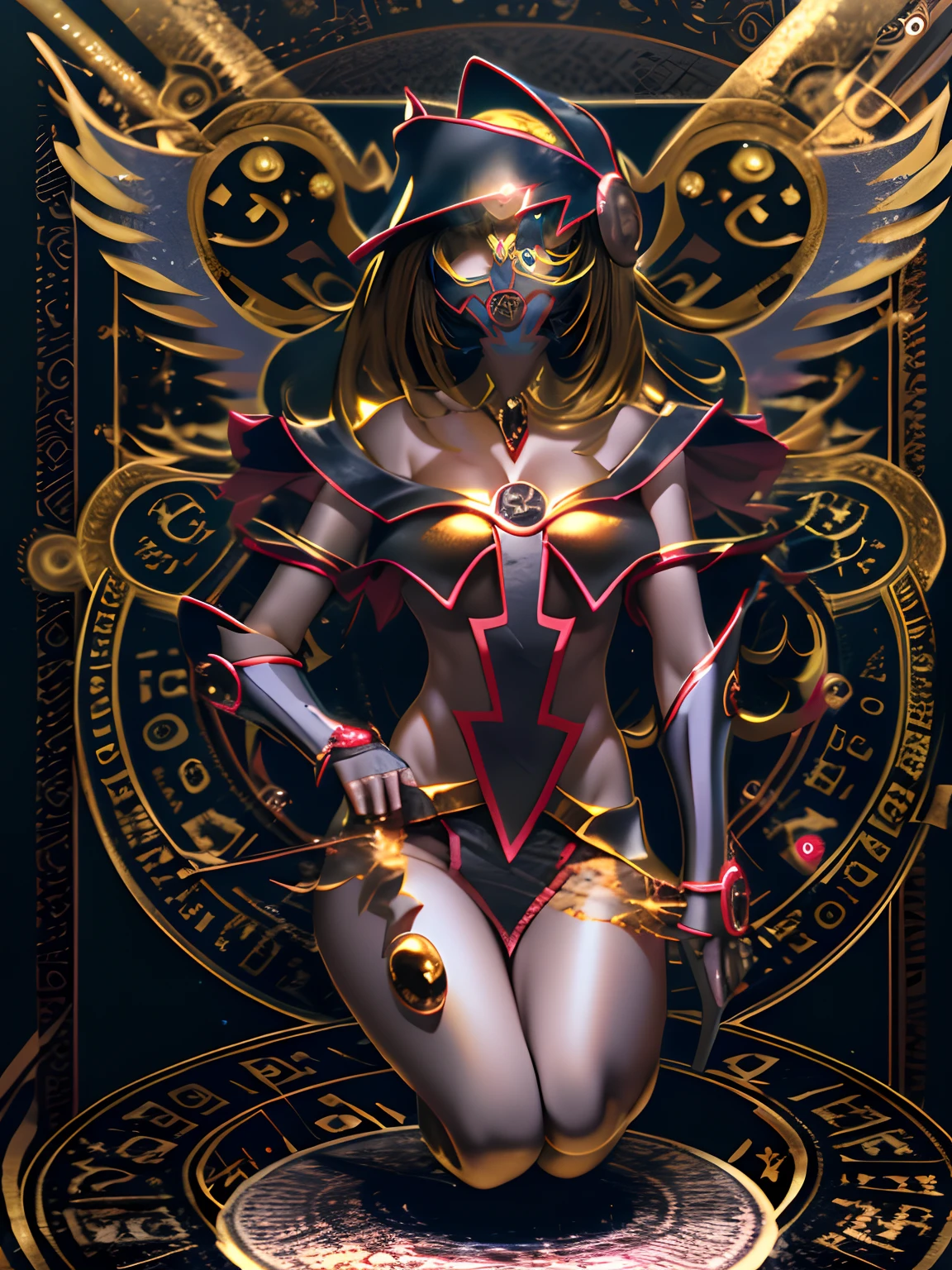 :Mechanical style,Tema de oro,(1 female mechanical angel,anatomy correct,cuerpo completosbias doradas,de pie,Base circular),fondo blanco y negro,(3Drenderingof,mejor calidad,El detalle,tmasterpiece,Arte social,cinematic lighting effects,4k,claroscuro)
