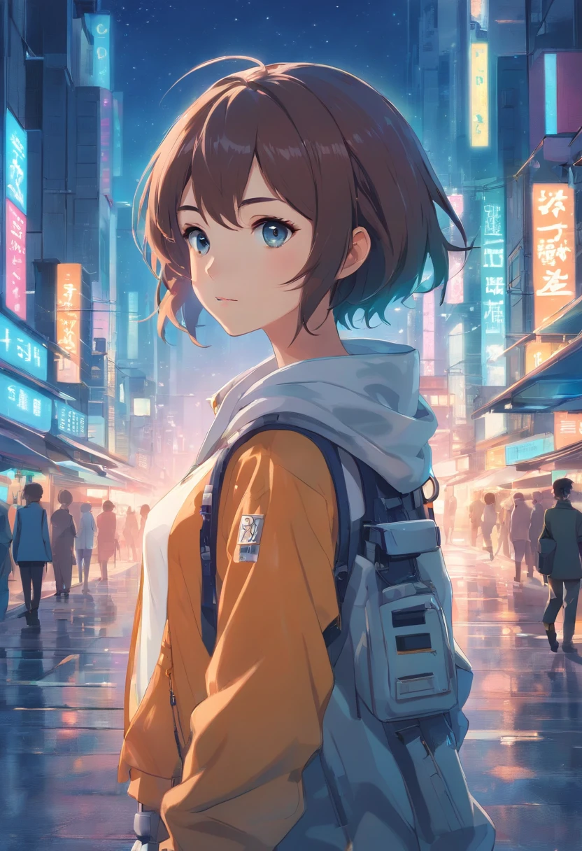the best quality, high resolution, detaillierter 8k CG, Meisterwerk, Erstaunliche Kunst, Feine Details, Hohe Detailgenauigkeit, Komplexe Details, Lange Haare, Girlish feeling, Big watery eyes with stars in them, reines Verlangen, bezaubernd, Young and beautiful, unsterblich,Fliegen ,,Licht und Schatten, Licht,Beautiful clothes,Meer,Cyberpunk, Mecha Girl, Mechanical body