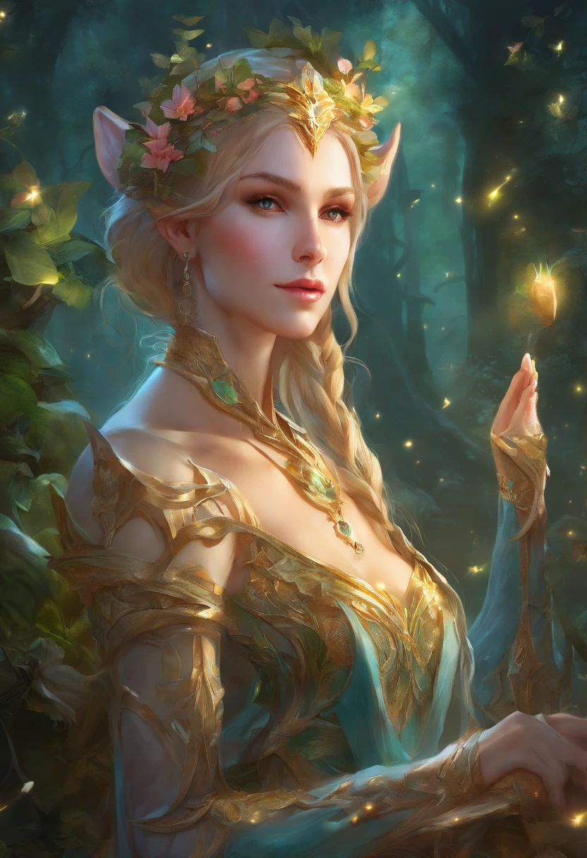 Waldpython, (Beautiful elf girl, umgeben von Waldpythons:1.5)(extrem detailliertes CG unity 16k Hintergrundbild:1.1), (Entrauschung der Festigkeit: 1.45), (tmasterpiece:1.37), (Full body posing:1.4:), Ganzlänge, Dynamischer Winkel, Sternenhimmel, naturgetreue Textur, Seitliche Beleuchtung, funkeln, Leuchtendes Licht, raytracing, UHD