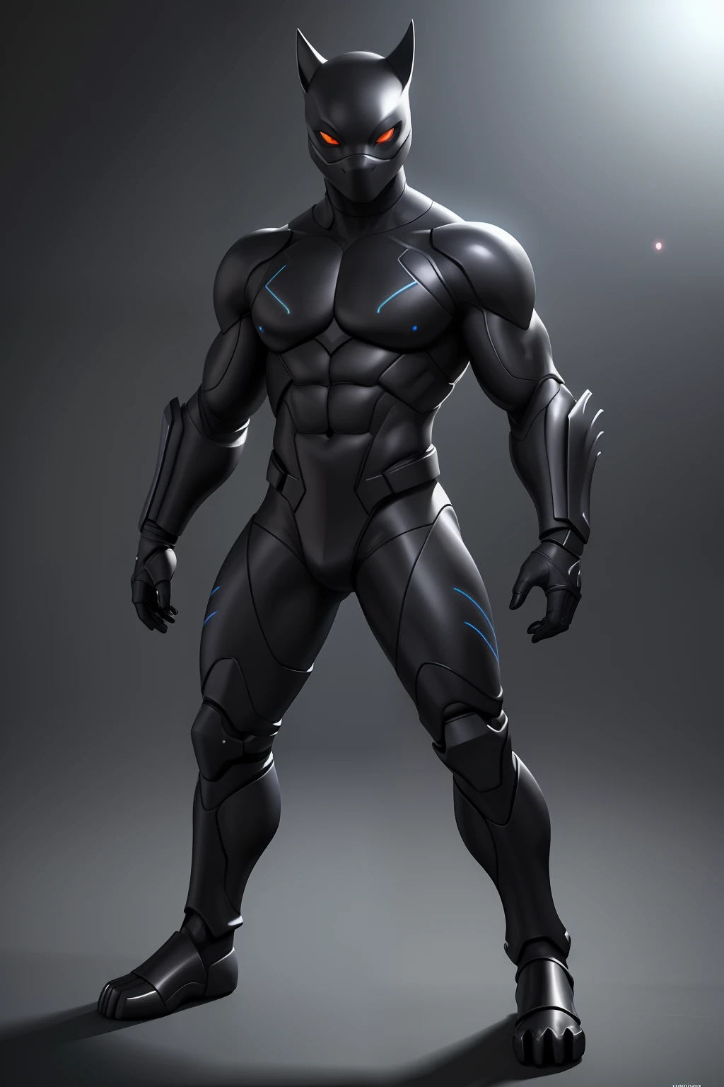 Create an image of a black ninja after an apocalypse in the future Biomechanical creature in humanoid form, com pele opalescente e escamas, master part, absolutamente perfeito, imagem impressionante, visualmente rico, intrinsecamente detalhado, arte conceitual, por Mschiffer, Bright holographic, cinemactic, papel de parede uhd, ....3d, octan render, Volumetric lights, corpo inteiro