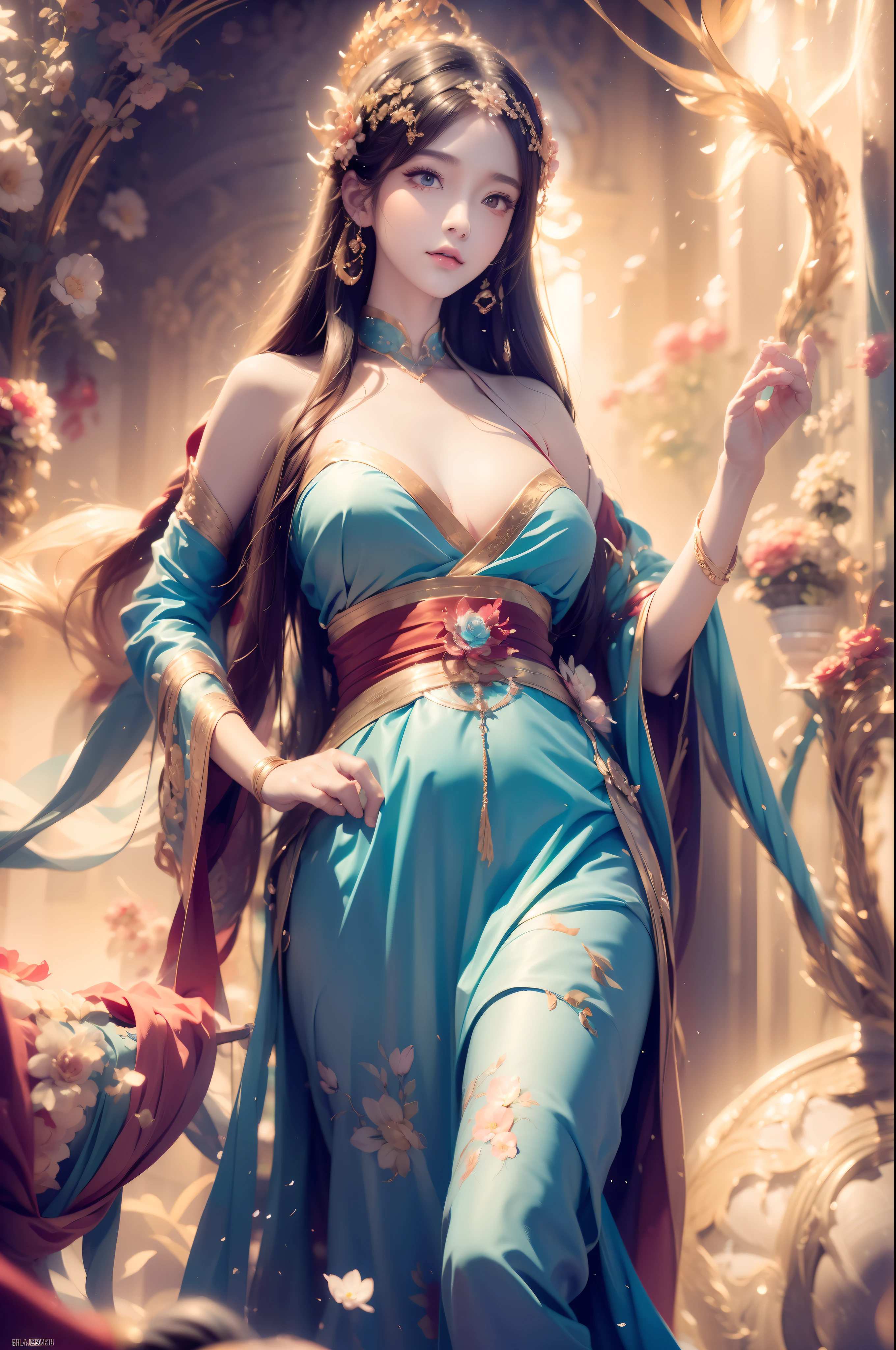 (Masterpiece:1.2, Best quality), (Elaborate Eyes: 1.2), ((1girll)), ((Solo)), (Red eyes:1.4), (Delicate eyes and delicate face:1.3), ( beautiful and clear background: 1.2), (Extremely detailed CG, Super detailed, Best shadows: 1.1), ((Depth of field)), ((aquarelle)), (their: 1.5), (komono: 1.3), Bigboobs , Bare shoulders, flowers and petals, beautiful concept art, (White background: 0.5), (illustration: 1.1), (Extremely delicate: 1.1), (Perfect details: 1.1), profile, Cowboy shot,