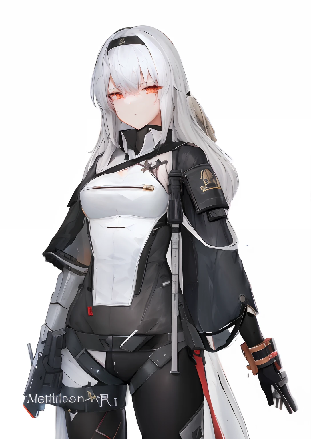 Chica de anime con cabello blanco y atuendo negro, De Girls Frontline, girl front line style, Detalles finos. girls frontline, M4 Sopmod II Chicas Frontline, de Arknights, Chicas Frontline CG, Universo Girls Frontline, girls frontline, kantai collection style, Mejor fondo de pantalla de Anime 4K Konachan, wearing techwear and armor, Badass Anime 8Km, pose