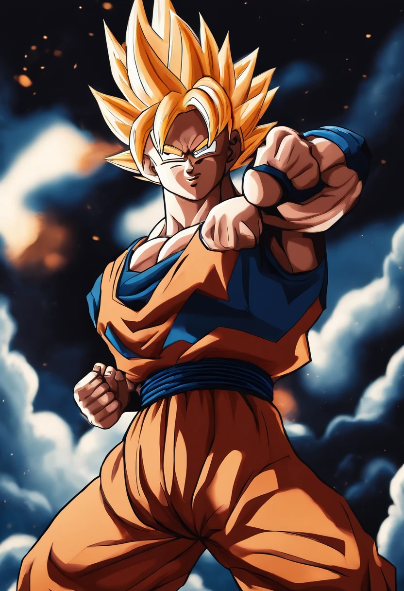 Super Four Goku,Auf dem Schlachtfeld,schwarzes Schalhaar,Super Blauer Goku,Auf dem Schlachtfeld,blaue Haare,Red hair all over the body