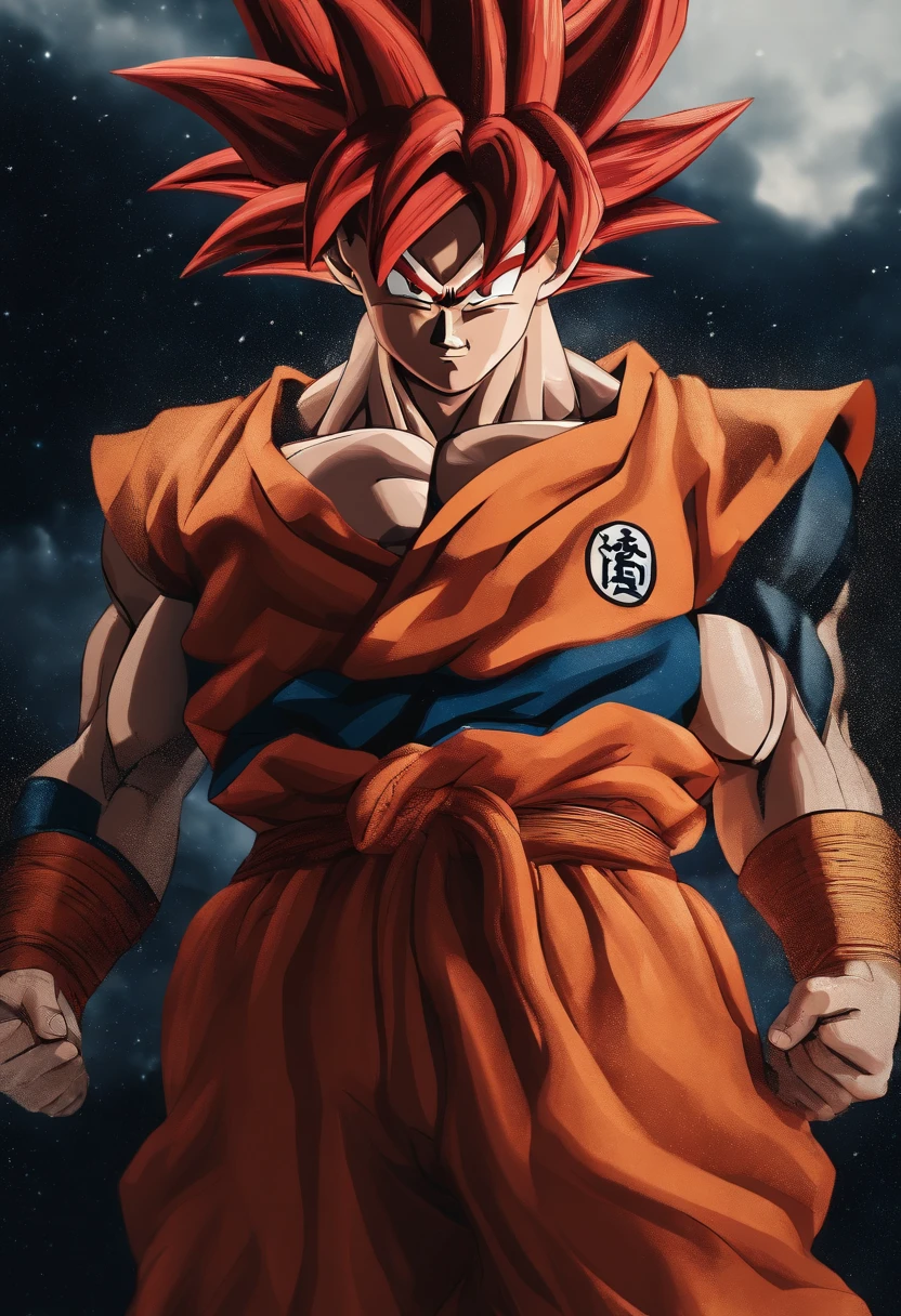 Super Four Goku,Auf dem Schlachtfeld,schwarzes Schalhaar,Super Blauer Goku,Auf dem Schlachtfeld,blaue Haare,Red hair all over the body