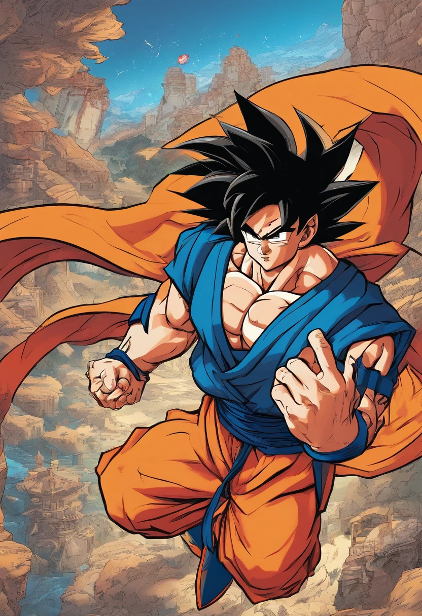 Super Four Goku,Auf dem Schlachtfeld,schwarzes Schalhaar,Super Blauer Goku,Auf dem Schlachtfeld,blaue Haare,Red hair all over the body