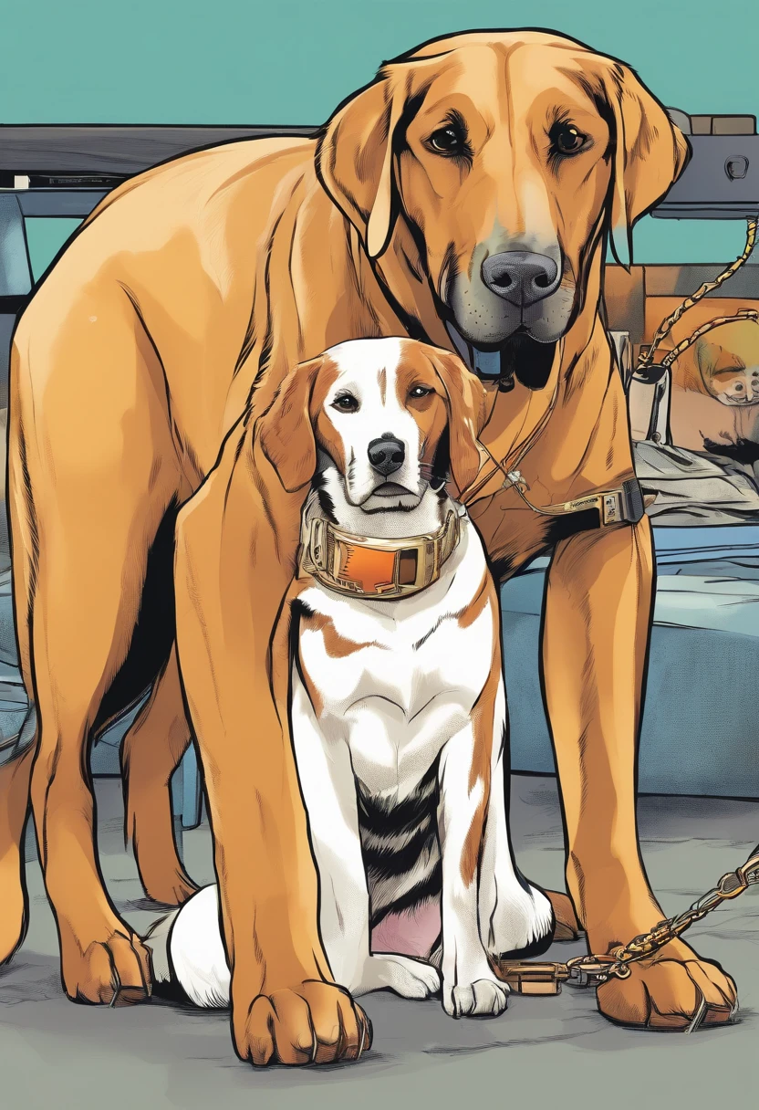 Make a Golden Retriever by talking to a Doberman, The two dogs have cell phones in their hands