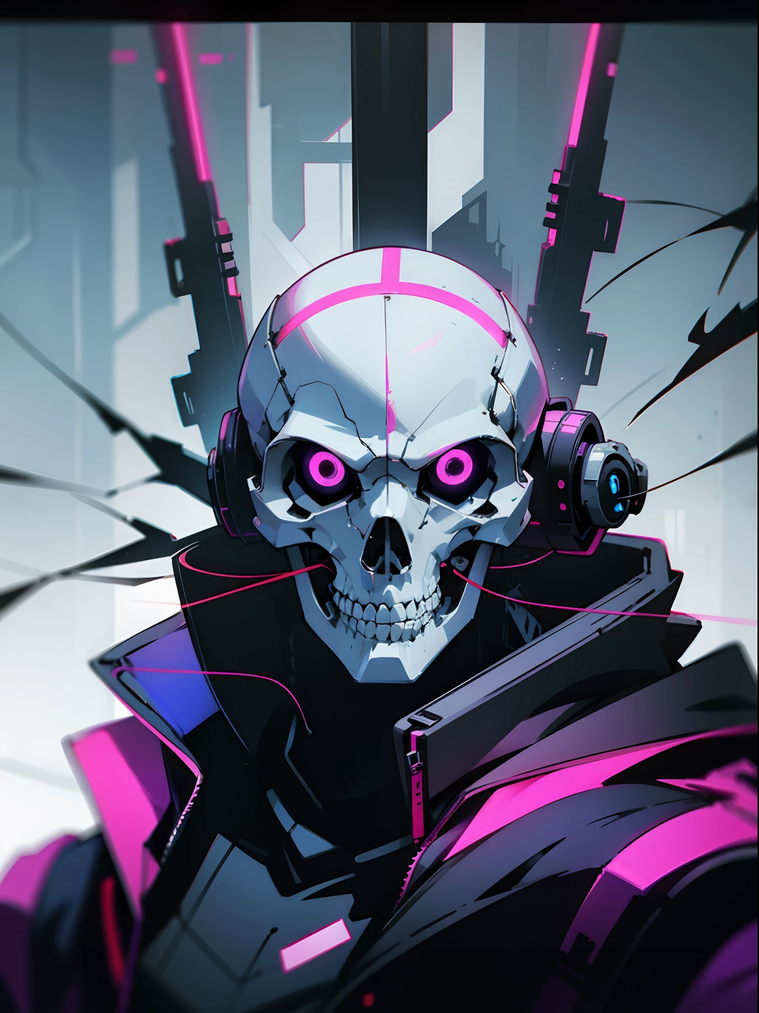 skeleton, neon light, no humans, colorful, white background,