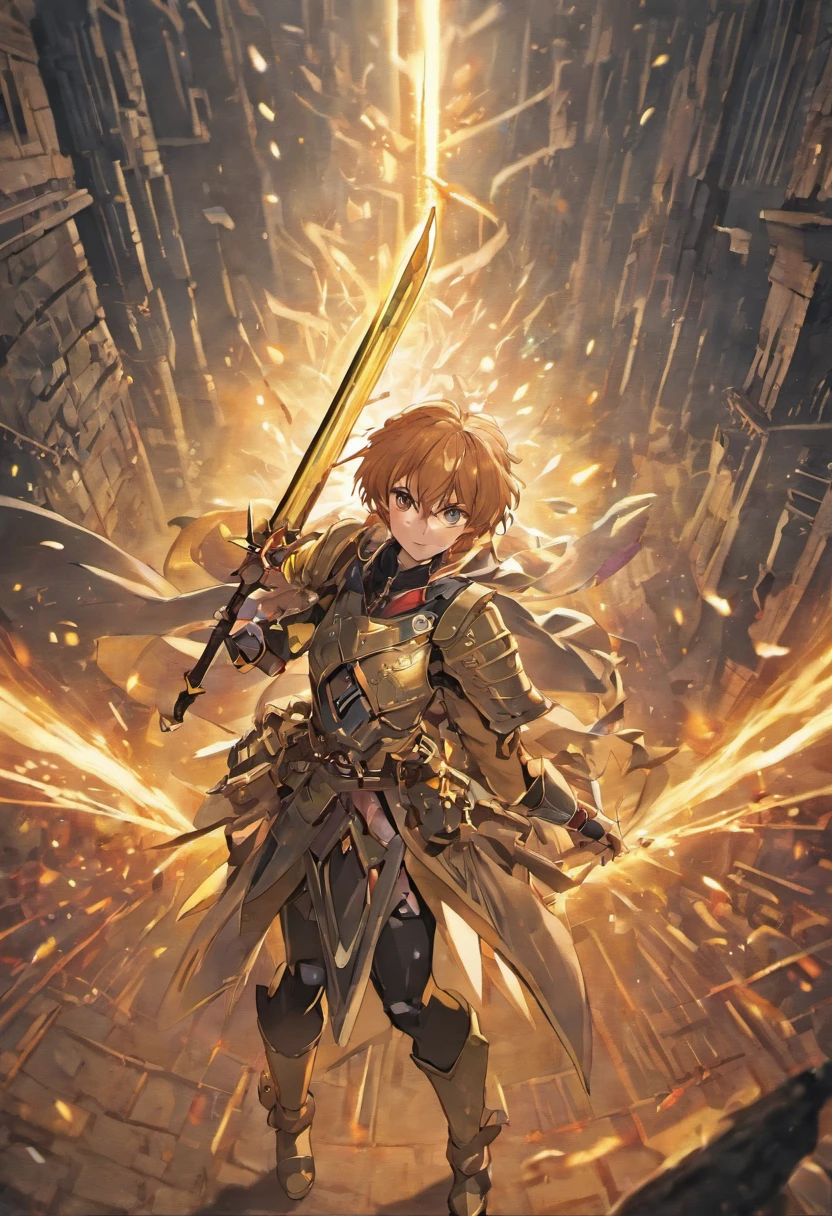 (8k unit wallpaper CG extrem detailliert, Meisterwerk, best quality, Ultra-detailliert), (((nur))), ((Weitwinkel-Schuss:1.5)), (A paladin with a legendary sword), (Thematischer Hintergrund), mittelalterlich, Magnificent scene, Dunkle, unheimliche Umgebung, (dark Souls 3, Illustrator, (Beste Illustration)