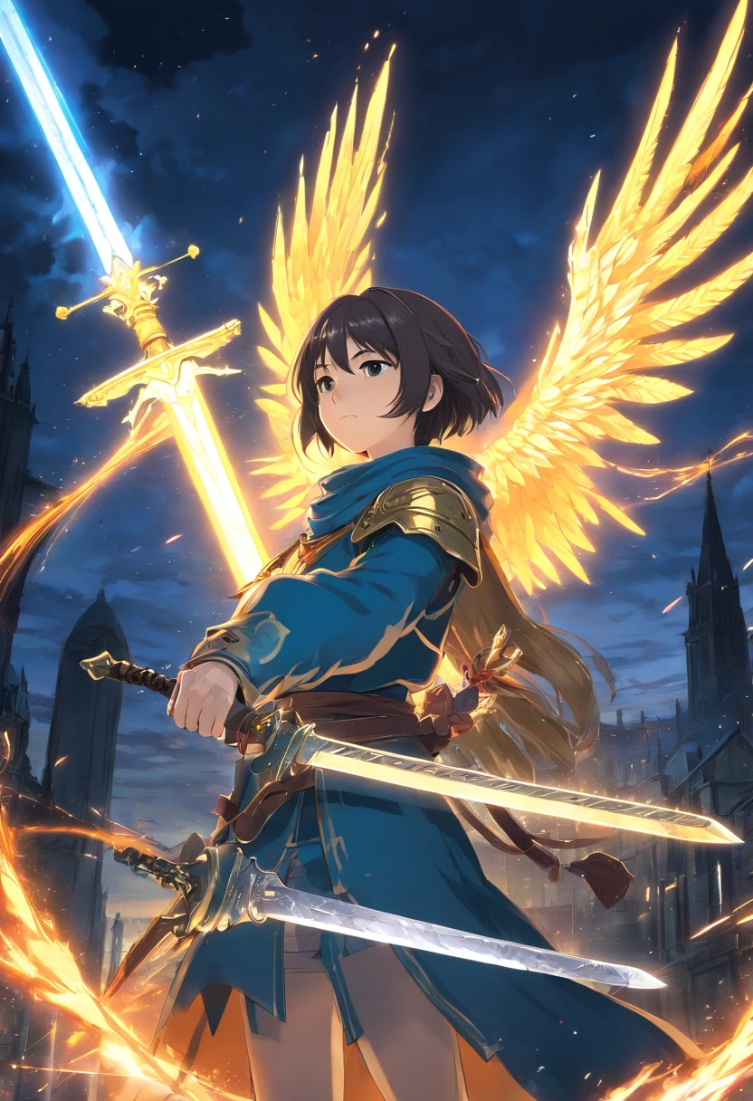 (8k unit wallpaper CG extrem detailliert, Meisterwerk, best quality, Ultra-detailliert), (((nur))), ((Weitwinkel-Schuss:1.5)), (A paladin with a legendary sword), (Thematischer Hintergrund), mittelalterlich, Magnificent scene, Dunkle, unheimliche Umgebung, (dark Souls 3, Illustrator, (Beste Illustration)