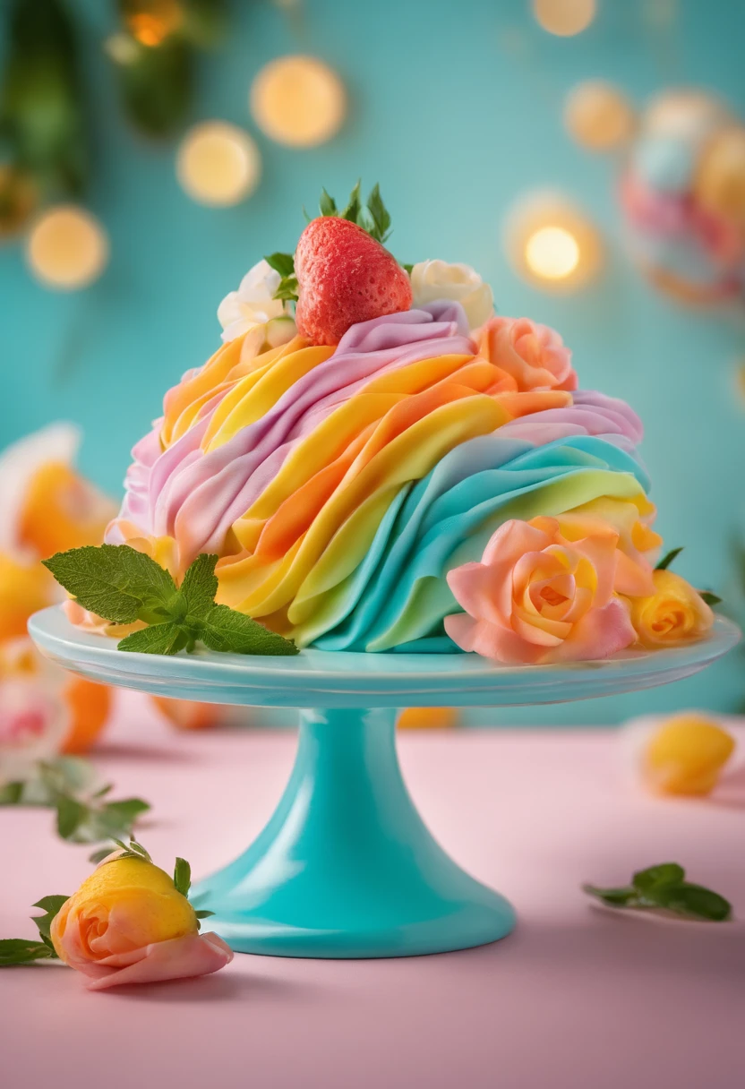 Un delicioso pastel, Kinematic, Professional Photography, Studio lighting, Antecedentes del estudio, advertising photography, Detalles intrincados, hiperdetallado, ultra realista, 8k UHD, and that says Happy Uli Birthday 46 years,