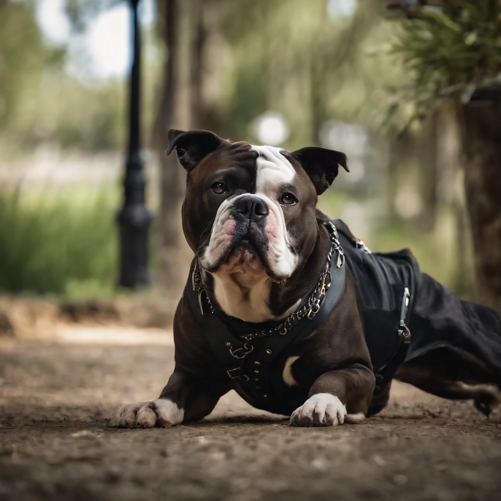 American Bully correndo com os vagalumes.