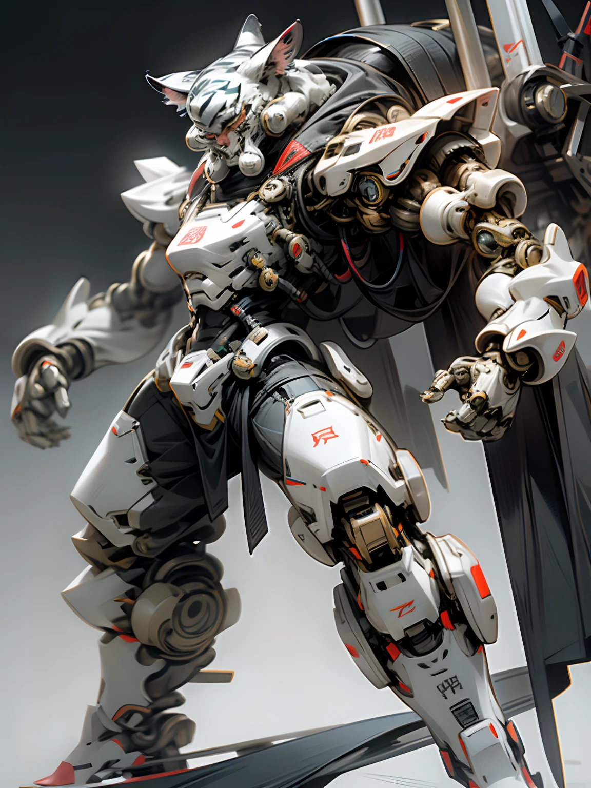 Futuristic Chinese white tiger woman, Mechanical Armor, Muscle Body --auto