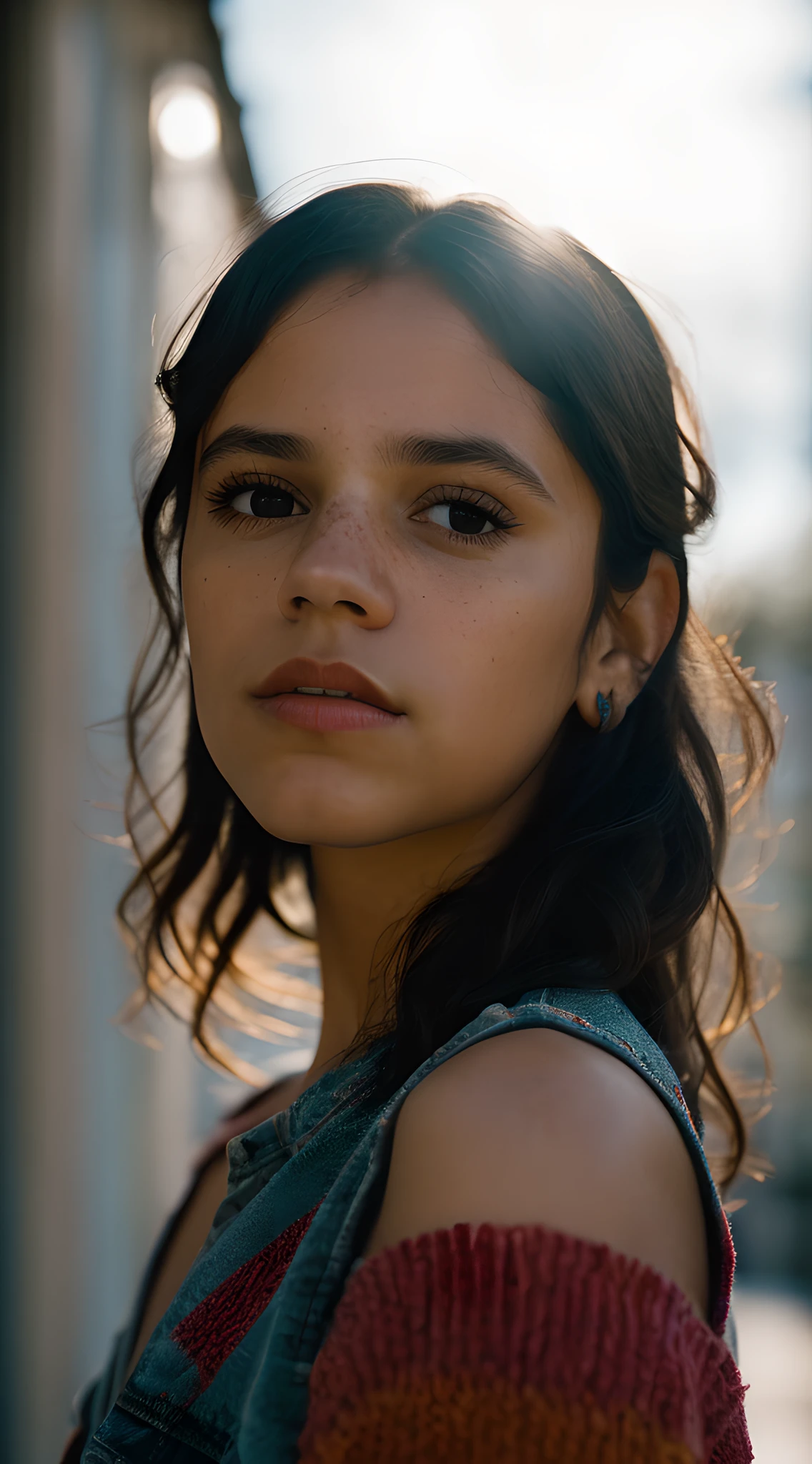 mid shot portrait of jortega looking at viewer, colorful (masterpiece, extremely detailed skin, photorealistic, heavy shadow, dramatic and cinematic lighting, key light, fill light)