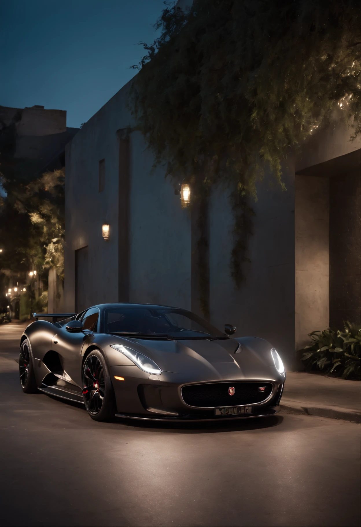 Detailed raw HD photo medium-distance photo of a (Jaguar hypercar) , showroom, parked in a parcade (darkly lit, dimly lit, discreet) grunge , menacing urban environment, metal tubes, concreating, decay, micro-details, hyperdetailed, raytracing, realism, crystal clear, photorealism, photorealistic,
(nocturnal, pitch, moody and dark:1.3) (bright headlights: 1.2)